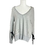 Pam & Gela Juicy Couture Distressed Tie Side V Neck Sweatshirt Oversized Small Photo 1