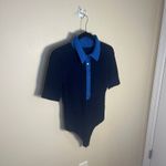 Good American  Women's Cable Polo Bodysuit Size Large Navy Photo 2