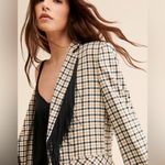 Sister Jane Arthur Oversized Fringe Blazer Neutrals White Tan Beige Black sz Med Photo 3