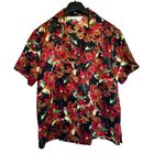 Vintage EJHarper Red Floral Scallop Neckline Button Down Size 8 Photo 1