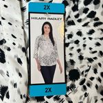 Hilary Radley Top Womens 2X White Leopard Print Roll Sleeve Tunic Blouse NEW Photo 3
