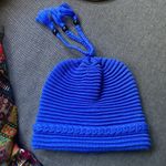 Obermeyer Blue Knit Beanie Fleece Lined Fringe Tassels Wool Blend Ski Winter Photo 5