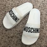 Moschino  Logo Slide Sandals in White, Size 38 New in Box Photo 5