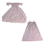 VINTAGE CIRCA 1960'S LAVENDER PURPLE LACEY PARTY DRESS W/SLIP AND BELT (M) Size M Photo 11