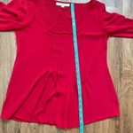 Loft  Red pleated blouse womens size XS Grannycore office business Photo 4