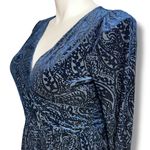 Tommy Hilfiger  Womens Velvet Burnout Faux Wrap High Waist Above Knee Blue Sz 12 Photo 7