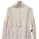 Free People  Driftwood Cable Knit Polo in Ivory Size Medium M Fisherman Oversized Photo 7