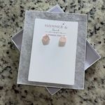 Handmade polymer clay stud earrings pink floral BoHo Photo 2