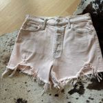 MOTHER Ultra High Waisted Tomcat Kick Fray Denim Shorts Washed Light Pink 29 Photo 3