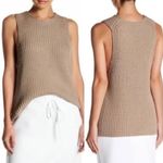 Vince  Chunky Waffle Knit Sweater Tank Khaki Small Photo 1