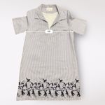 Nicole Miller Blue Pinstripe Embroidered Monkeys Shift Mini Dress Size 10 Photo 3