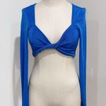 SheIn  Women's Blue Long Sleeve Twist Front Top Size XS - 2 Photo 2