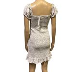 Blush  BJ Bodycon Smocked Floral Puff Off Shoulder Keyhole Ruffle Mini Dress M Photo 4