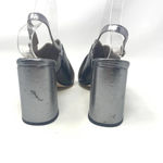 Ouigal Metallic Slingback Heels‎ Black Silver Size 8.5 Photo 6