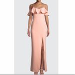 Likely NWT  Shania peach pink ruffle long thigh slit formal gown Photo 3