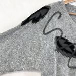 Vintage 80s Erika II Womens Sweater 2X Angora Silk Applique Art Deco Cottagegoth Gray Photo 1