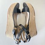 Michael Kors  Women’s Black Leather Wedge Platform Sandals Ankle Strap Size 9.5 M Photo 7