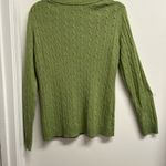 Ann Taylor LOFT Celery Green V-Neck Cable Knit Sweater Photo 3