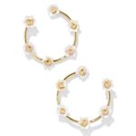 Kendra Scott NWT! Deliah Gold Open Frame Hoops in Iridescent White Mix Photo 1