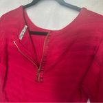 Eliza J Red Fitted Peplum Blouse with Gold Zipper Photo 5