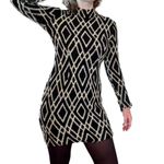 Tucker Black White Diamond Stripe Mini Sweater Dress Womens Small Photo 2