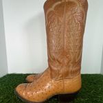 Panhandle  Slim Full Quill Ostrich Cowboy Boots Women’s 6.5 Tan Cognac Western Vintage Photo 0