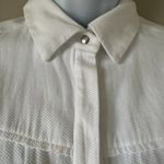 Maje NWOT  White 100% Cotton Textured Button Up Long Sleeve Classic Blouse - Sz L Photo 2
