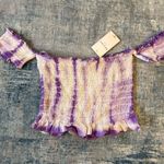 Kiwi + Punch Purple White Tie Dye Short Sleeve Tube Top Small Photo 1