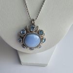 Vintage 1974 Avon Moon Magic Collection necklace silver tone with blue cabochon Photo 1