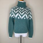 A New Day Green Fair Isle Sweater Mock Neck Sz XS Apres Ski Photo 8
