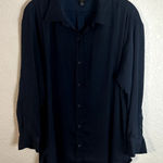 Banana Republic  Womens Button Down Dress Shirt Size Medium Navy Silky Photo 0