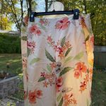 Talbots Pants Women 16 16W Cream Floral Pure Silk Side Zip Tapered High Rise Photo 1