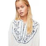 Urban Outfitters Free People Western Bohemian Sundance Kid Embroidered Pearl Snap Henley Top M L Photo 6