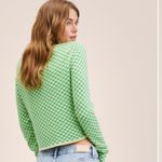 Mango NWT Checks knitted sweater Green Shimmery Small y2k Photo 3
