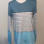 Exclusive heart white with blue stripes long sleeve shirt Medium Photo 0