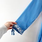 Rise and Bloom Embroidered Long Sleeve Tie Neck Maxi Dress Blue Medium Photo 8