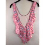 Love Shack Fancy  Mikkel Pink Floral Leopard Print One Piece Swimsuit XS Resort Photo 2