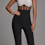 NWT, Lavishly Paris Gorgeously Elegant Sheer Lace Corset Jumpsuit Black Size M Photo 10