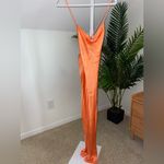 Bec & Bridge Annika Dress Sleeveless Cowl Neck Satin Slip Maxi Gown Orange 4 Photo 4