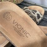 Vionic  Brown & Tan Snakeskin Print Danette Slip On Cork Heel Sandal Shoes 8 Photo 5
