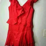 Seed Heritage Print Frills linen Blend Dress Red Size 10 Photo 0