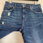 ZARA  High Rise Straight Distressed Raw Hem Jeans 4 Photo 3