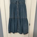 On 34th denim full button tiered midi dress size small 100% cotton cottage Blue Photo 6
