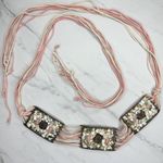 Womens Chunky Shell Chip Studded Tie Belt Boho Medium (M) Large (L) ✨ Pink Photo 0
