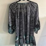 Cost Plus World Market BlK Grey White Buttoned Peplum 3/4 Sleeve Blouse Sz L/XL Size L Photo 10