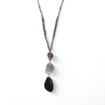Ann Taylor  Factory Long Necklace Dark Blue Goldstone Pendant Boho Statement Photo 2