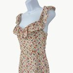 Reformation  Women's Paris Floral Ruffle Mini Dress | Sz 6 | Cream/Pink/Blue Photo 3