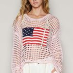 POL American Flag crochet knit hoodie - Medium Photo 0
