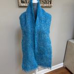 DONEGAL DESIGN Mohair Wool Scarf Ireland Irish Woven Blue Ombré Stripe Fringe Photo 1