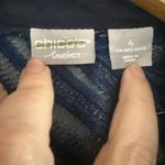 CHICO'S TRAVELERS Blue Whimsy Mesh Stripe Embroidered 3/4 Sleeve Jacket 4 26/28 Photo 5